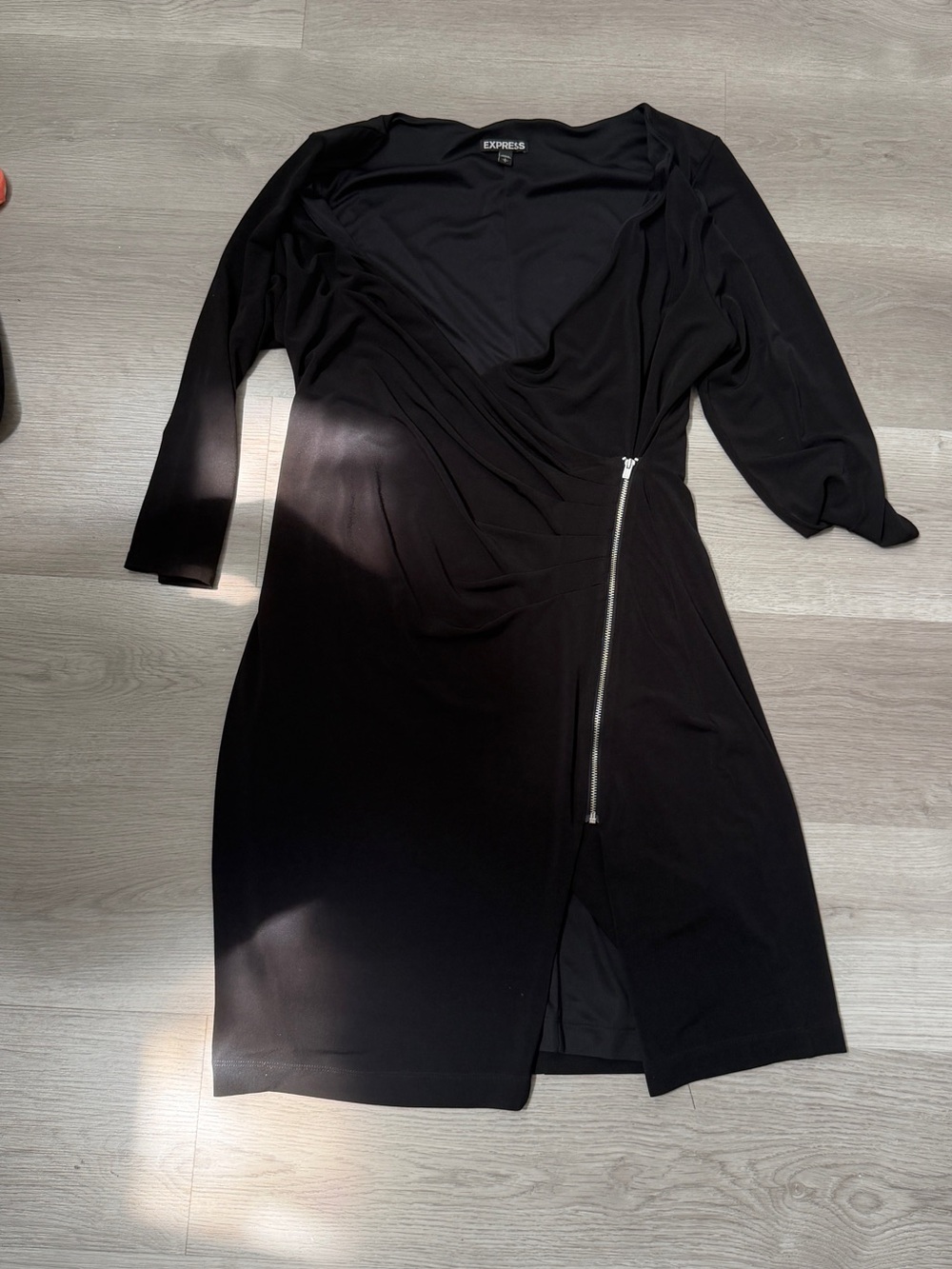 Express Black Wrap-Style Dress with Silver Zip